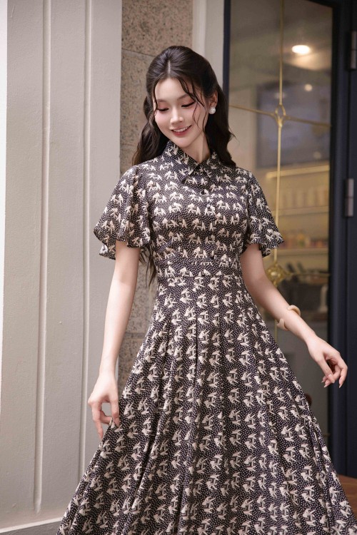 Sixdo Chiffon Flared Dress 06